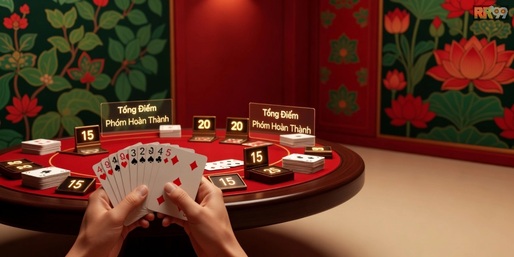 Hình ảnh đánh giá chi tiết game Phỏm trên RR99 với giao diện chơi hấp dẫn