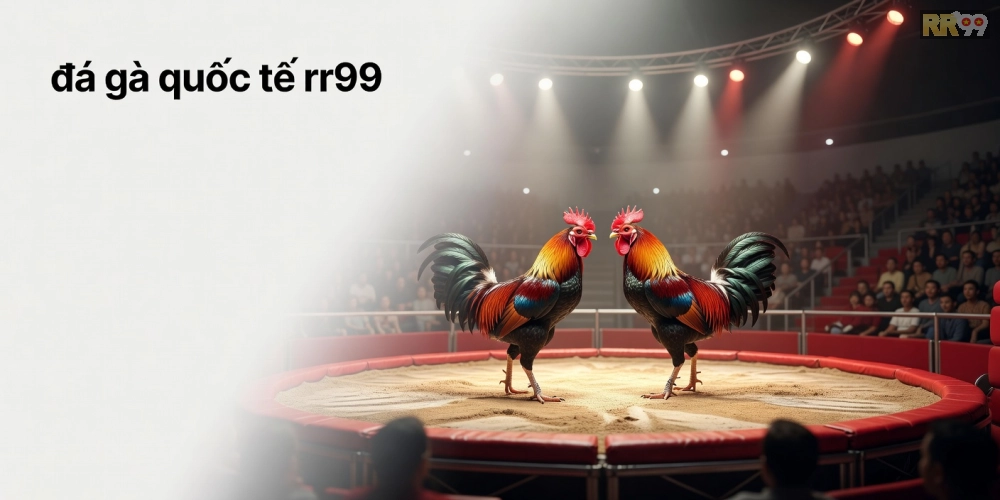 Minh họa khái niệm đá gà quốc tế trên nền tảng RR99 với hình ảnh trường đấu chuyên nghiệp