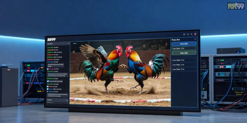 Caption: Hình ảnh minh họa giao diện xem đá gà trực tiếp trên nền tảng RR99 với chất lượng HD